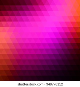 Abstract pink geometric background formed with triangles in rows, square format.