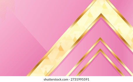 Fundo geométrico rosa abstrato com acentos dourados e textura de cristal