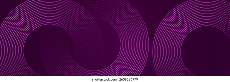 Abstract pink geometric lines glowing on a dark pink background. Modern shiny pink circle line pattern. Futuristic technology concept. Suitable for covers, posters, banners, brochures, headers,.