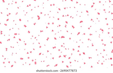 Abstractas patrón geométrico rosa con Pequeños triángulos, círculos y diamantes sobre un fondo blanco. Diseño pastel minimalista para Fondos de pantalla, papel de regalo o decoración moderna.