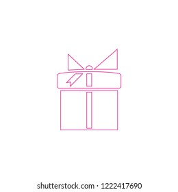 Abstract pink gift in a linear style. Vector graphics