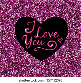 Abstract pink glittering background with heart for Valentine's day