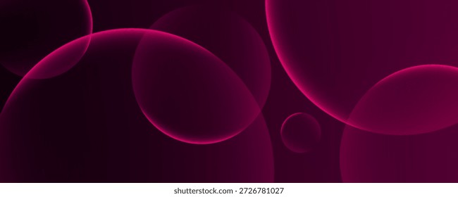 : Abstract pink glowing bubbles on dark background. Futuristic bokeh spheres and floating light circles for elegant graphic design and digital backdrop.