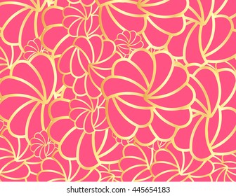 abstract pink and gold flower background pattern