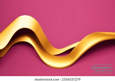 Abstract pink and gold geometric background. Dynamic shapes composition. Vector illustration.