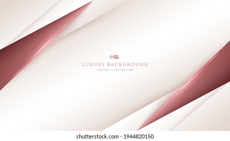 Abstract pink gold geometric overlapping on cream, white color background with space for your text. Luxury and elegant style. Modern and minimal template design. Vector illustration.