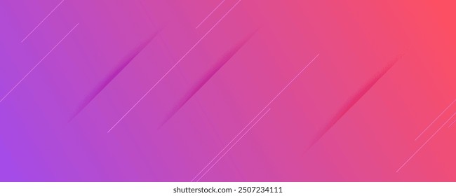Abstract pink gradient background with lines and shadows. Header banner. Bright abstract presentation backdrop. Vector illustration