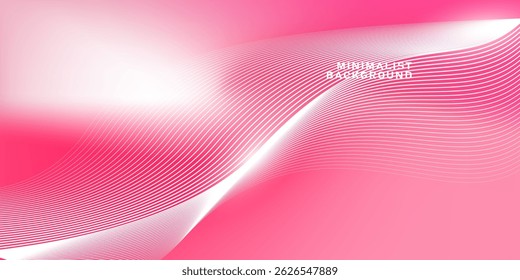 Fundo de gradiente rosa abstrato com ondas de linhas brilhantes. Fundo minimalista para banner, cartaz, capa, brochura, folheto, site