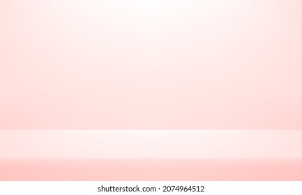 Abstract pink gradient background. Space for displaying products. Minimal 3d shelf. Room in the 3d. Vector illustration.