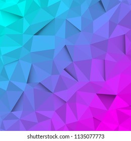 Abstract pink gradient to blue polygon low poly geometric pattern design background, EPS10