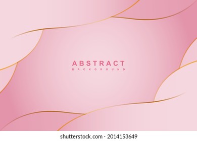 Resumen de fondo de color de gradiente rosa con elementos dorados de líneas onduladas. Ilustración creativa para afiche, web, aterrizaje, página, portada, anuncio, saludo, tarjeta, promoción. Vector Eps 10