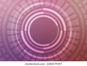 Abstract pink gradient digital technology neon light line lens circle background. vector illustration.