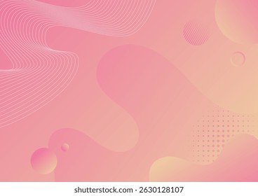 abstract pink gradient fluid shape background with waves and dots