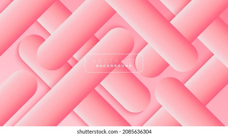 Abstract pink gradient rounded lines pattern background. Modern diagonal geometric rounded shape design. Simple overlap geometric texture vector element with shadow. Vector illustration