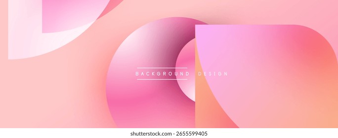 Abstrakte rosa Farbverlauf-Formen überlappen sich. Moderne Design-Elemente schaffen dynamische visuelle Textur. Minimalistische Komposition, weiche Farbtöne.