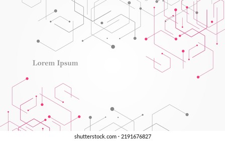 abstract pink gray hexagon, network image, geometric background, scientific technology, futuristic concept