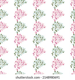 Abstract Pink and Green Leaves Plant Vector Graphic Seamless Pattern can be use for background and apparel design