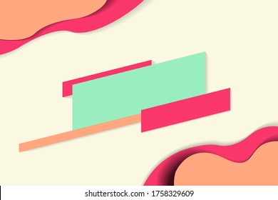 Resumen de fondo rosa, verde y naranja con cuadro de título verde