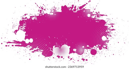 Abstract pink grunge background with splashes and halftone effects