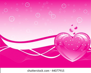 abstract pink halftone background with wave, isolated big heart