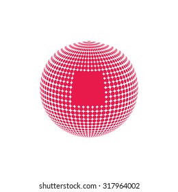 Abstract pink halftone globe design. Stock vector Illustration





