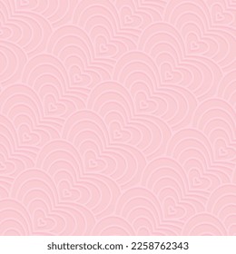 abstract pink heart embosed effect pattern vector illustration