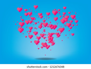 abstract pink heart polygon geometry multi-size, vector eps 10.