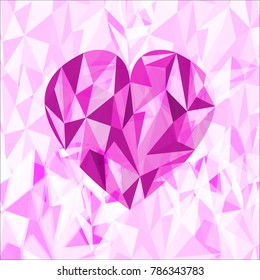 Abstract pink heart polygonal vector background