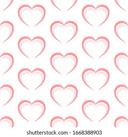 Abstract pink heart seamless pattern. Vector illustration