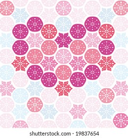 Abstract pink heart with snowflakes. Vector illustration.