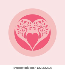 Abstract pink heart tree concept. Heart and tree.