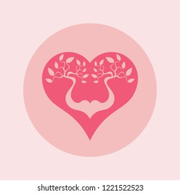 Abstract pink heart tree concept. Heart and tree.