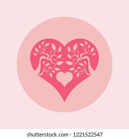 Abstract pink heart tree concept. Heart and tree.