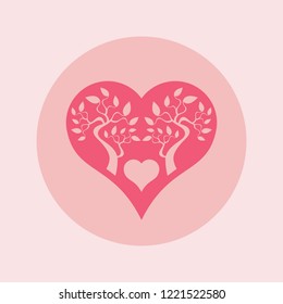 Abstract pink heart tree concept. Heart and tree.