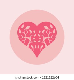 Abstract pink heart tree concept. Heart and tree.