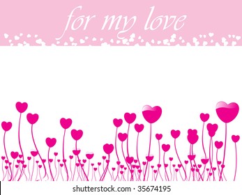 abstract pink heart tree pattern card for my love
