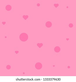 Abstract pink hearts and pink circles. 