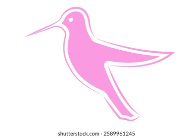 Abstract Pink Hummingbird Isolated Illustration