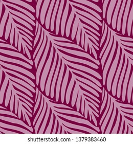 Abstract pink jungle seamless pattern. Exotic plant. Tropical print, palm leaves vector floral background.