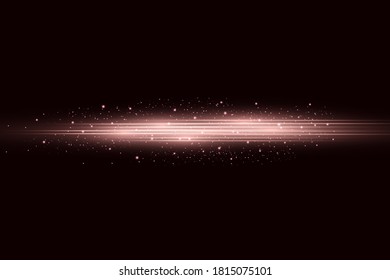 Abstract pink laser beam. Transparent isolated on black background. Vector illustration.the lighting effect.floodlight directional