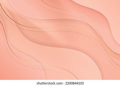 Abstract pink layered background with golden lines