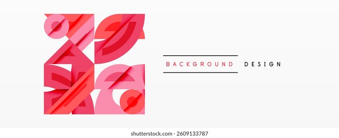 Abstract pink layers create dynamic composition. Modern design elements suggest depth, texture, visual interest. Minimalist aesthetic, clean lines, simple form.