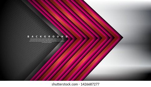Abstract pink light arrow direction on black design modern futuristic background 
