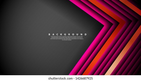 Abstract pink light arrow direction on black design modern futuristic background 
