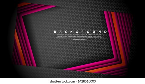 Abstract pink light arrow direction on black design modern futuristic background 

