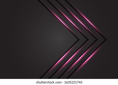 Abstract pink light arrow on dark grey design modern luxury futuristic technology background vector illustration.