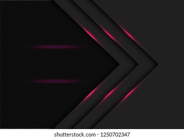 Abstract pink light line arrow direction with black hexagon mesh blank space design modern futuristic technology background vector illustration.