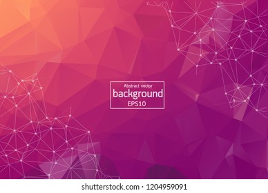 Abstract Pink light Polygonal Space Background with Connecting Dots and Lines. Geometric Polygonal background molecule and communication. Concept of science, chemistry, biology, medicine, technology.