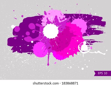 Abstract pink lilac ink blotch. Vector illustration
