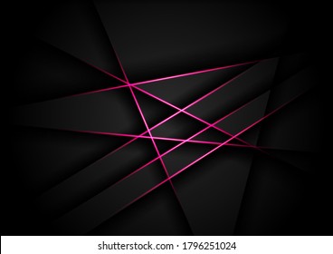 Abstract pink lines light polygon overlapping layers design modern futuristic background. vector illustration.